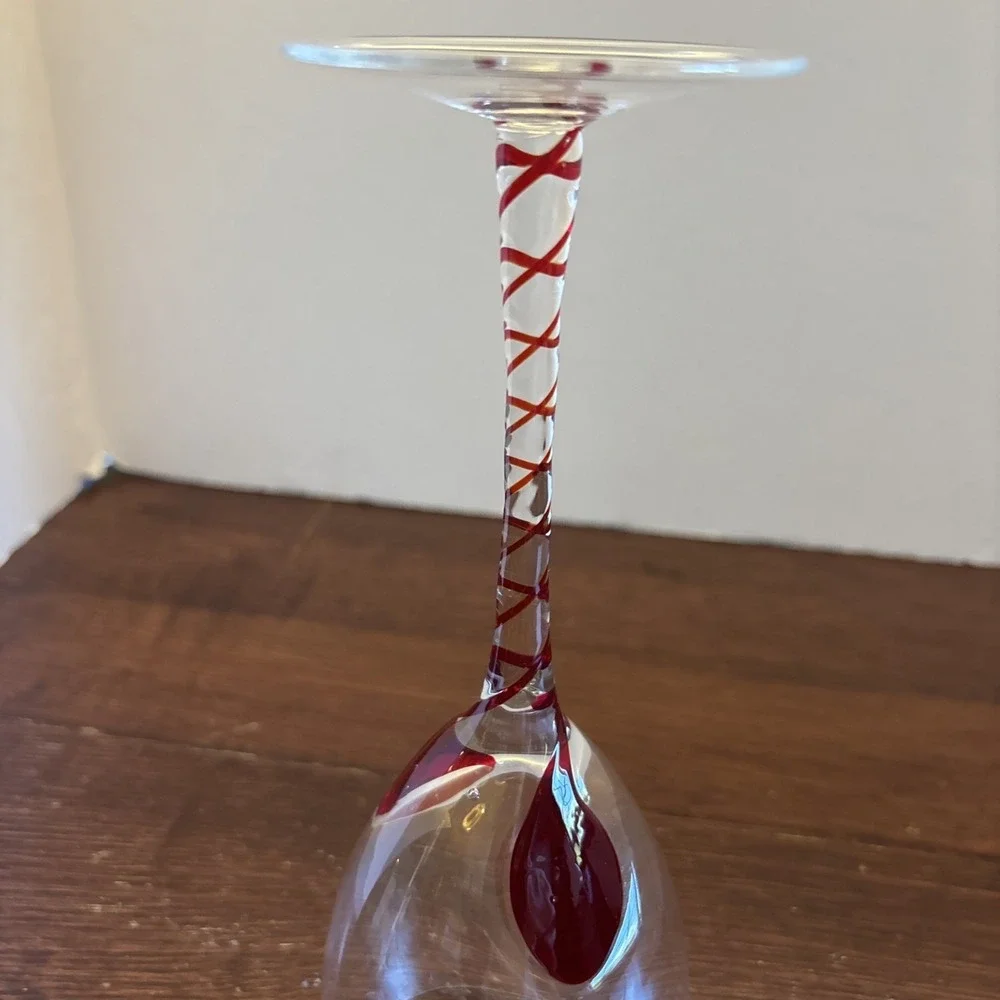 Pier 1 Imports Replacement Wine Glass Red‎ Ribbon Swirl Stem